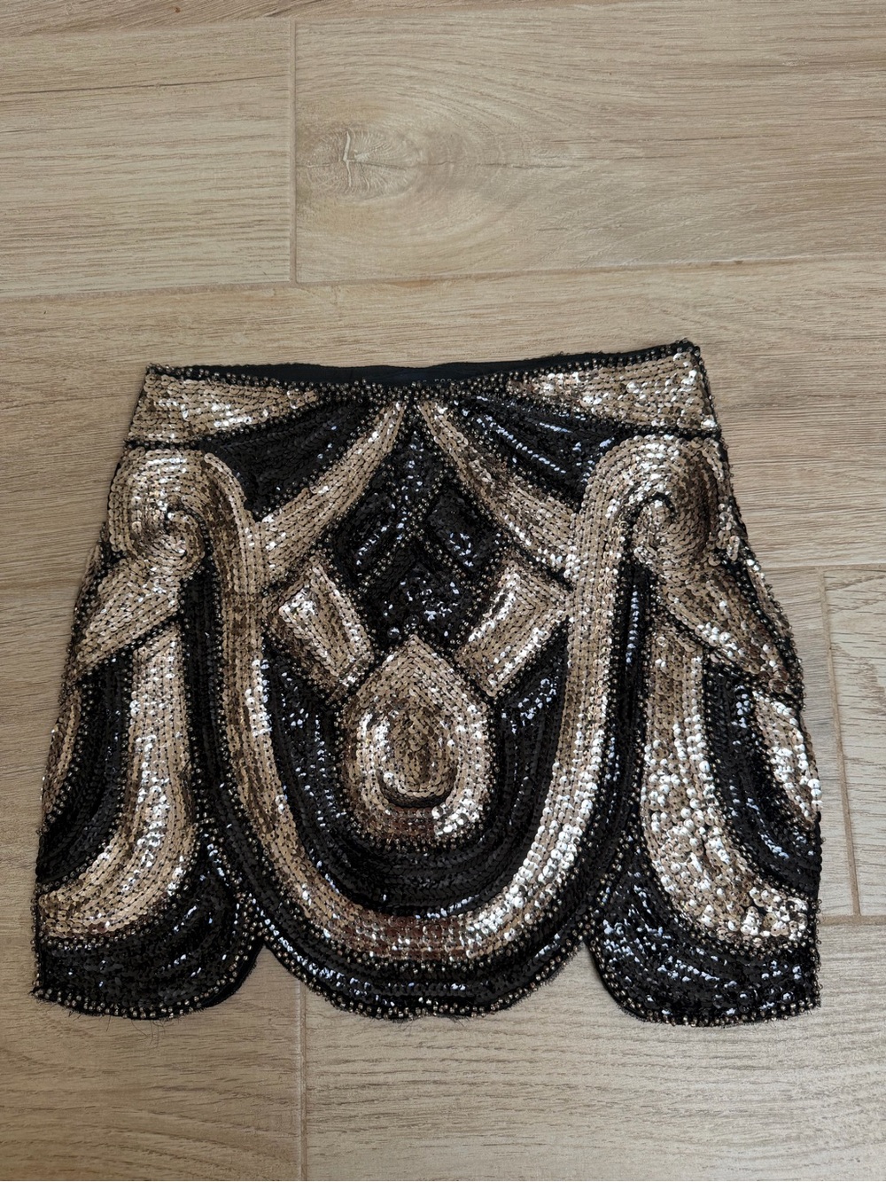 Endless Rose Black and Gold Sequined Mini Skirt